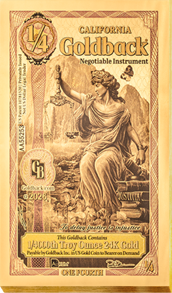                                                       1/4 California Goldback Gold Note (20 Notes)                          
                
                            