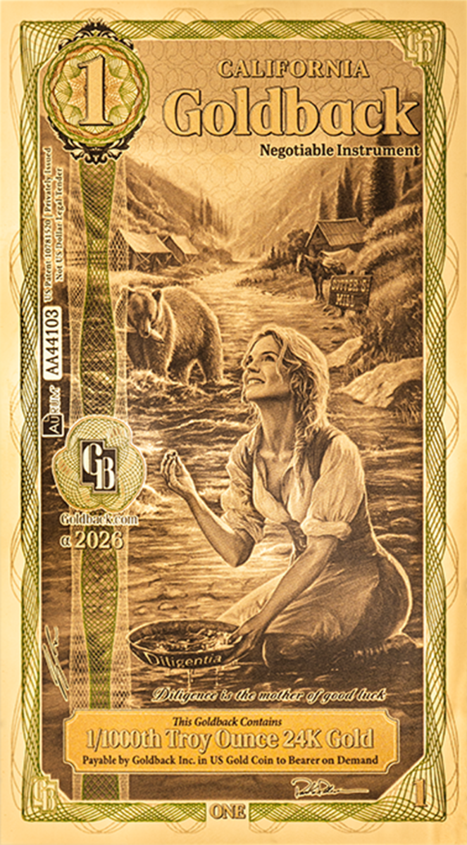     1 California Goldback Gold Note                             
                            