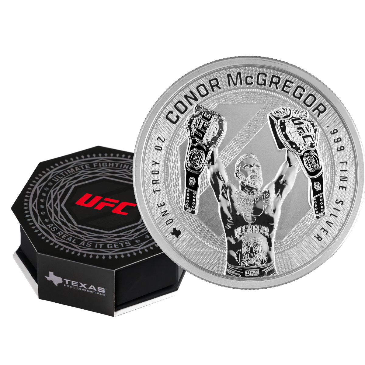             1 oz UFC Conor McGregor Silver Round (Reverse Proof) with Custom Box                    
                            