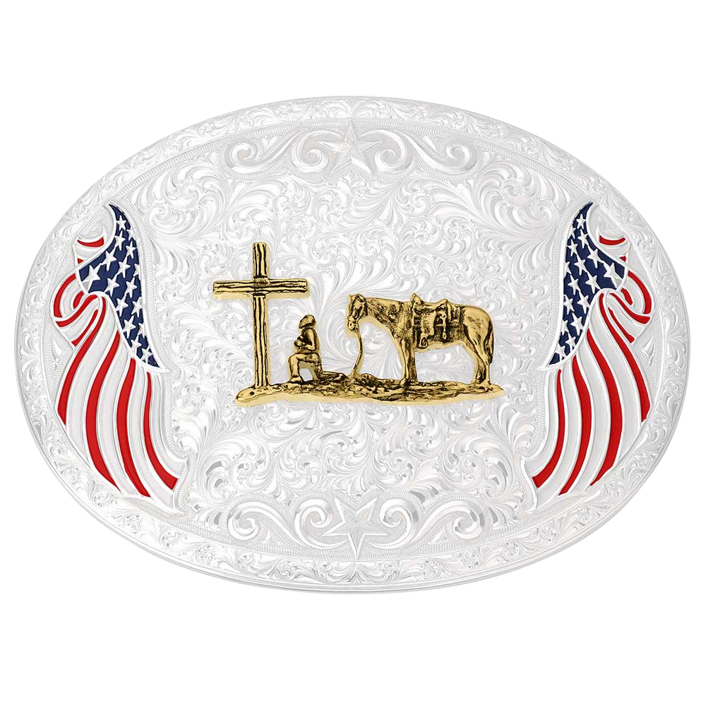American Made Freedom Buckle with Christian Cowboy