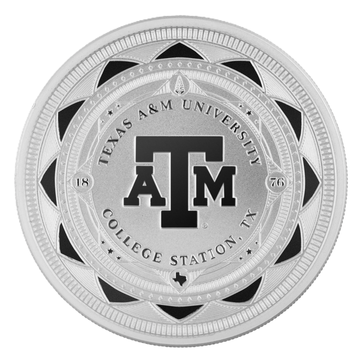 1 oz A&M Ring Crest Silver Round with Wooden Display Case