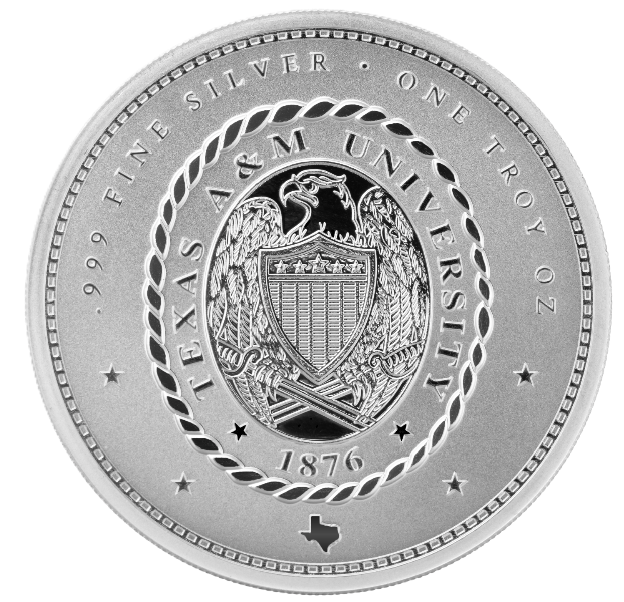 1 oz A&M Ring Crest Silver Round with Custom Box