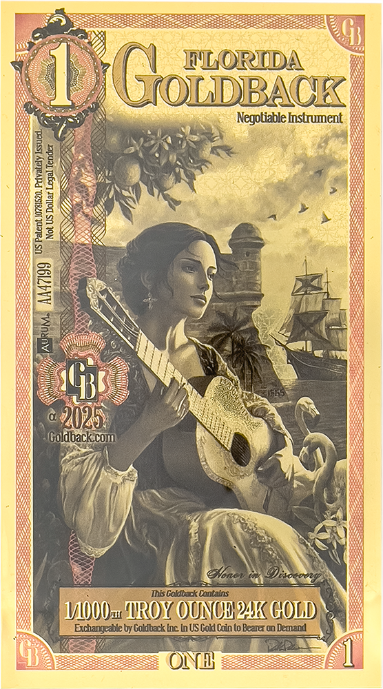 5 Piece Florida Goldback Gold Note Set