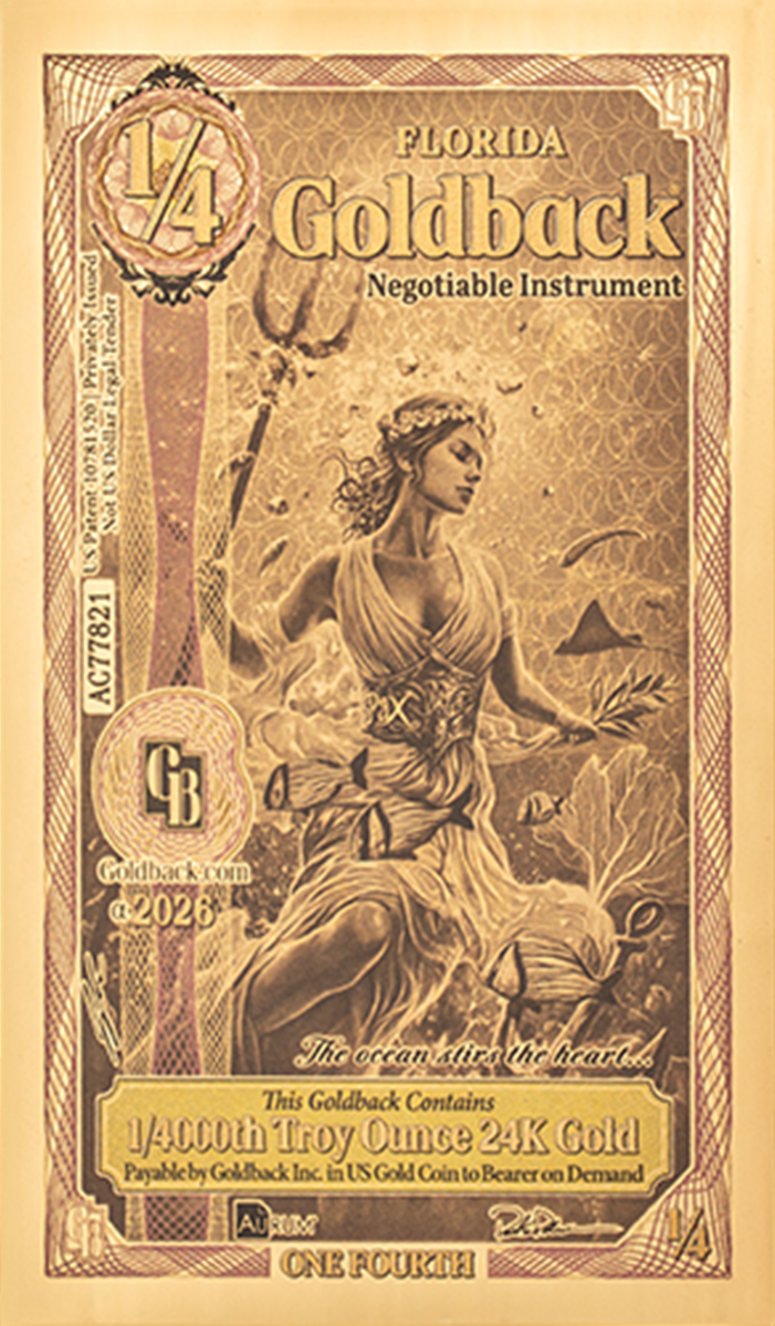       1/4 Florida Goldback Gold Note                          
                            