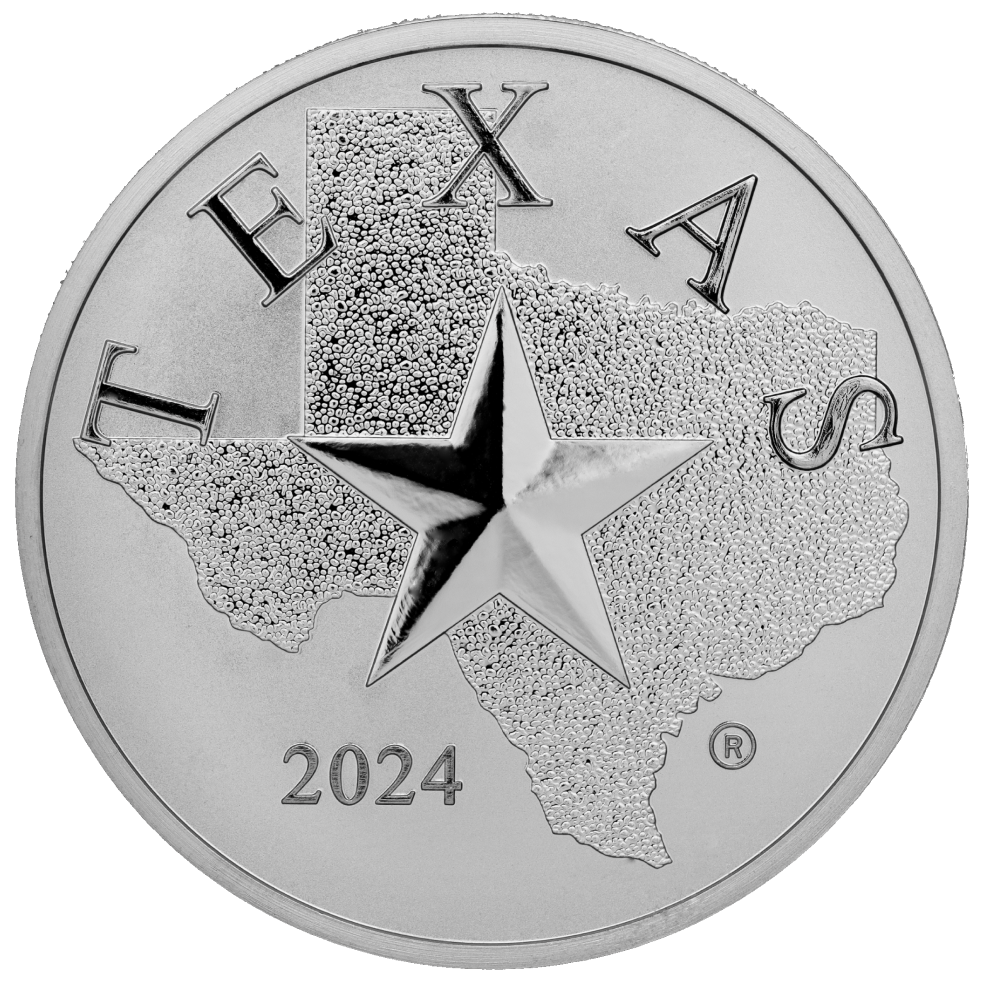 5 oz 2024 Reverse Proof Texas Silver Round - Reverse