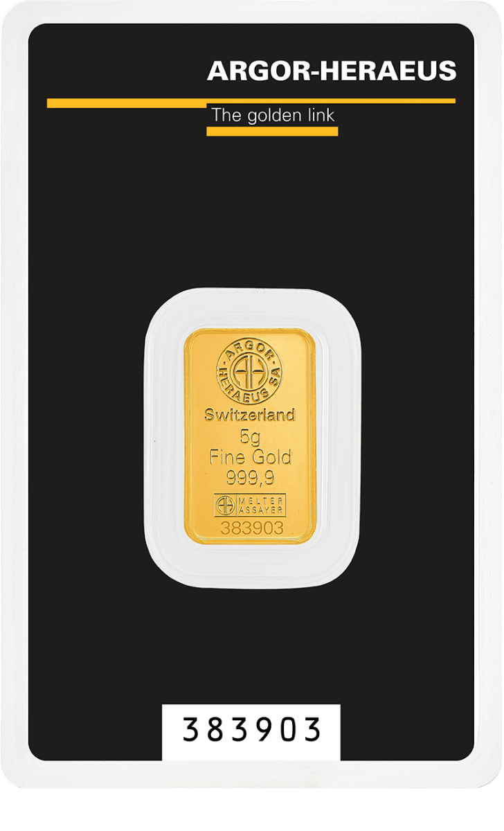 5 Gram Argor-Heraeus Gold Bar (In Assay)