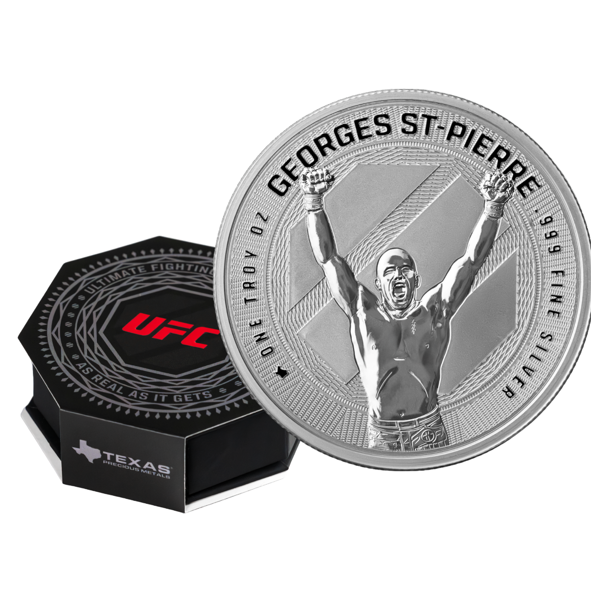 1 oz UFC Georges St-Pierre Silver Round (Reverse Proof) with Custom Box