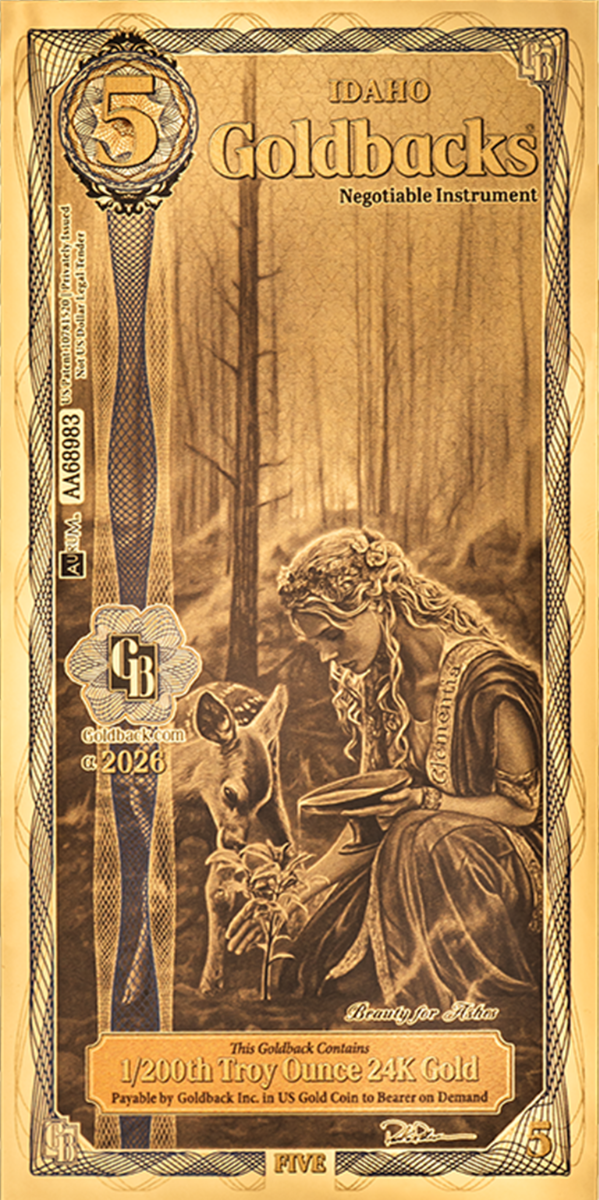 5 Idaho Goldback Gold Note