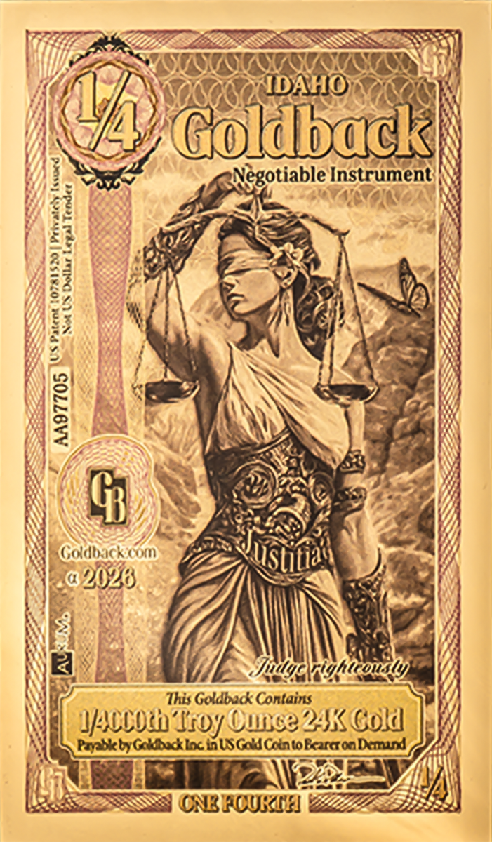 1/4 Idaho Goldback Gold Note                                
                            