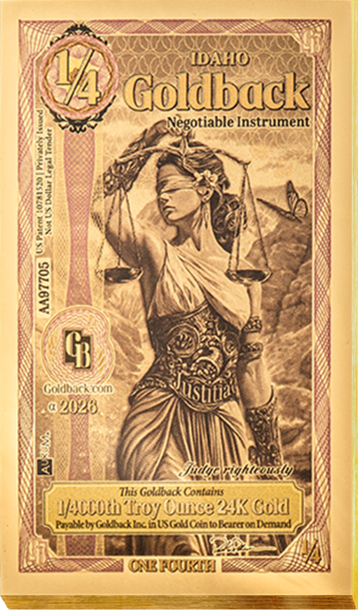 1/4 Idaho Goldback Gold Note Set (20 Notes)                            
