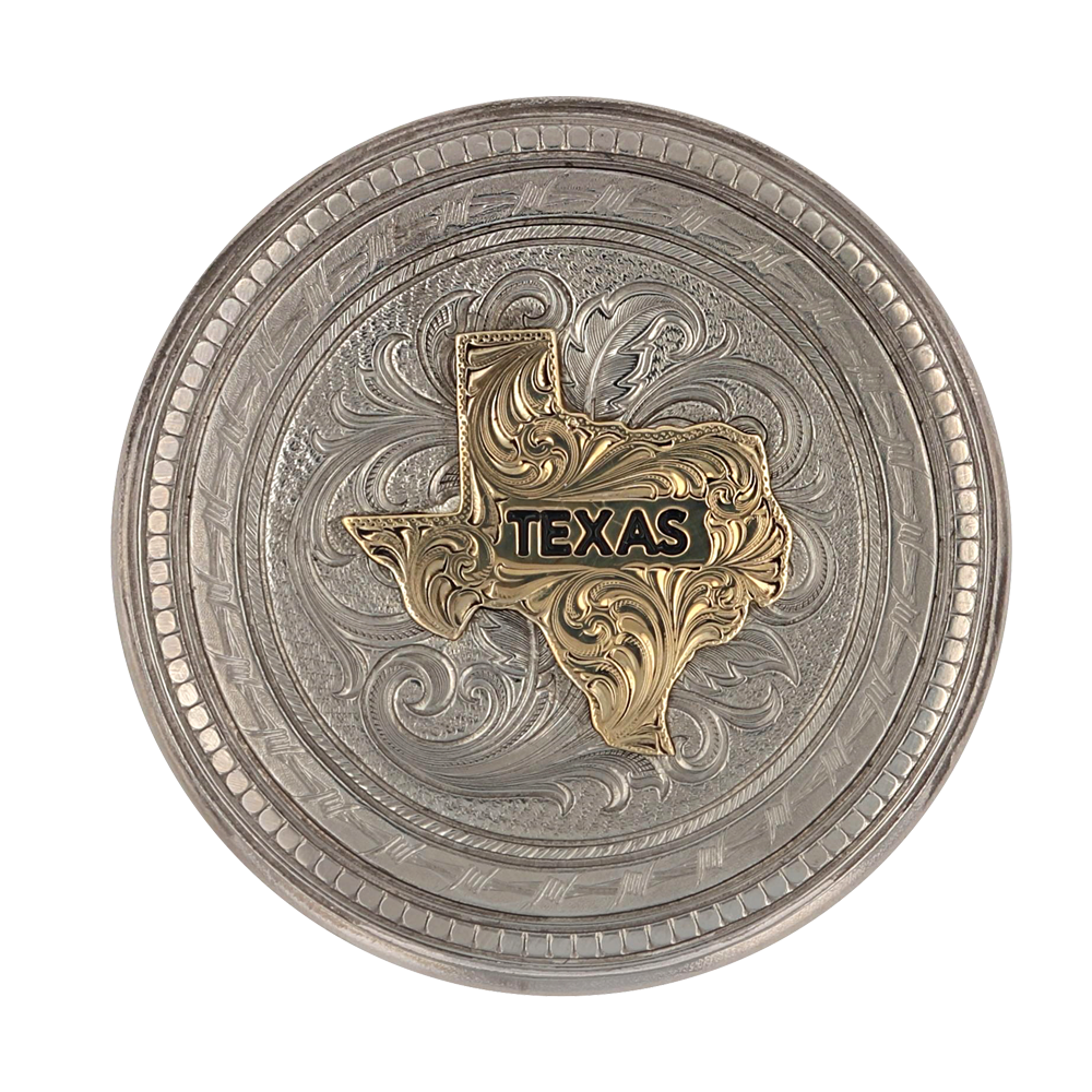 State of Texas Stars and Barbed Wire Snuff Lid (2.60"x2.60")