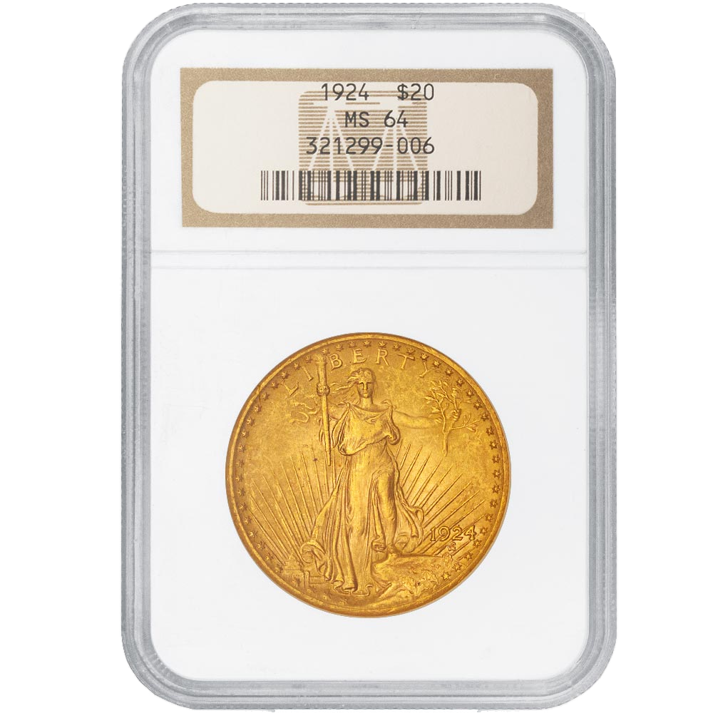 Buy $20 Saint-Gaudens Gold Double Eagle - MS-64 PCGS/NGC (Dates Our Choice)