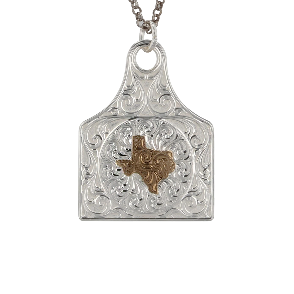 State of Texas Cow Tag Necklace