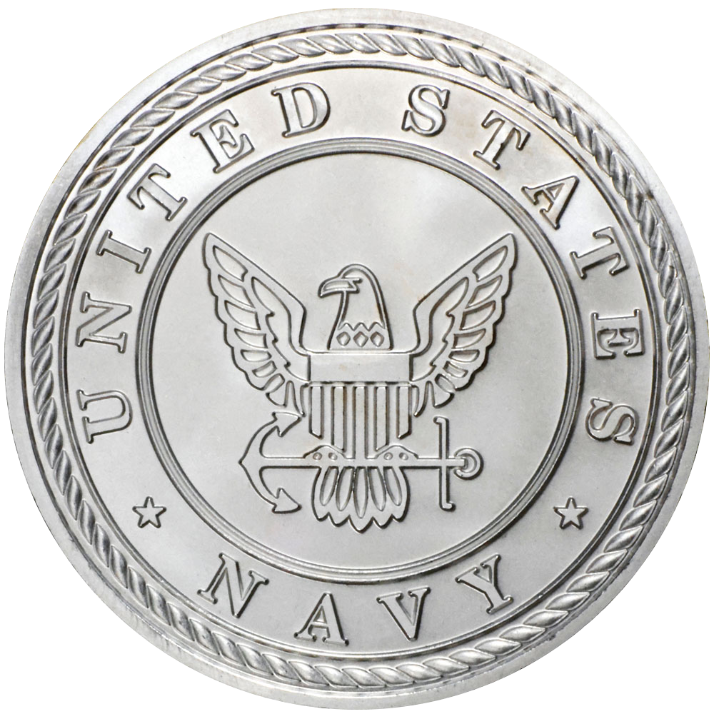 1 oz US Navy &quot;Because of the Brave&quot; Silver Round