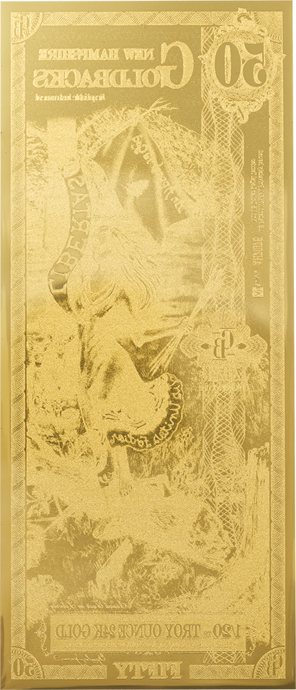 50 New Hampshire Goldback Gold Note | Texas Precious Metals