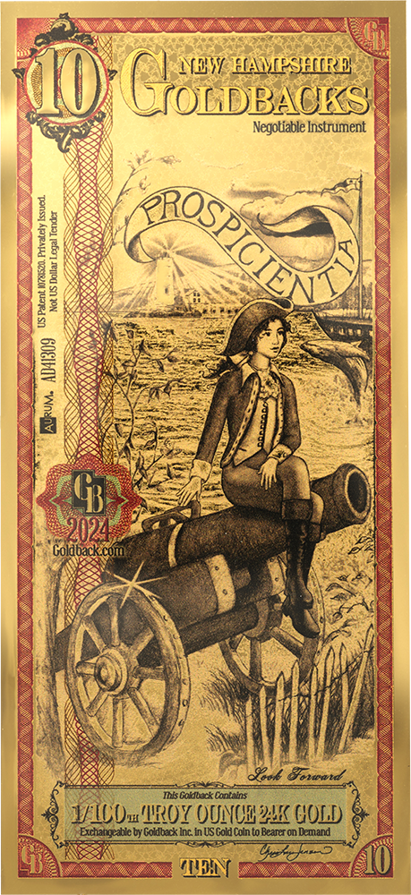 10 New Hampshire Goldback Gold Note