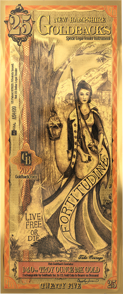 25 New Hampshire Goldback Gold Note