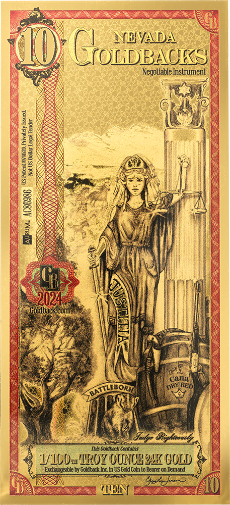 10 Nevada Goldback Gold Note