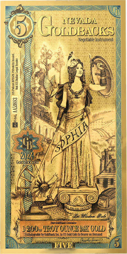 5 Nevada Goldback Gold Note