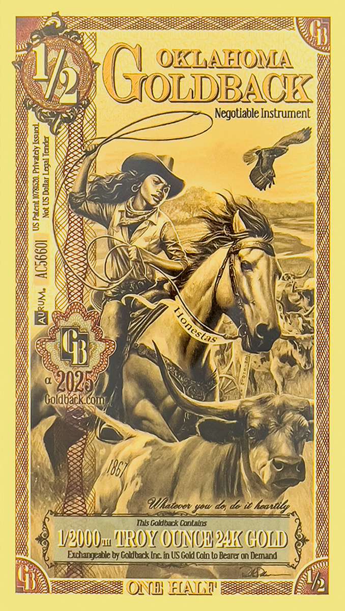1/2 Oklahoma Goldback Gold Note                                
                            