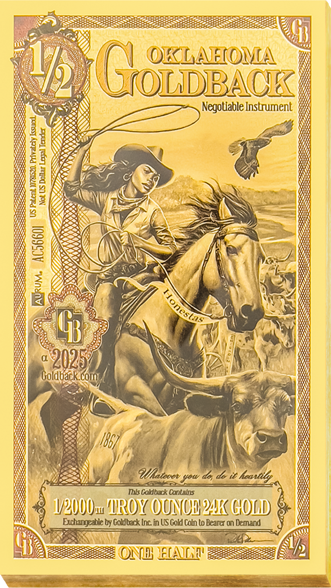 1/2 Oklahoma Goldback Gold Note Set (20 Notes)           