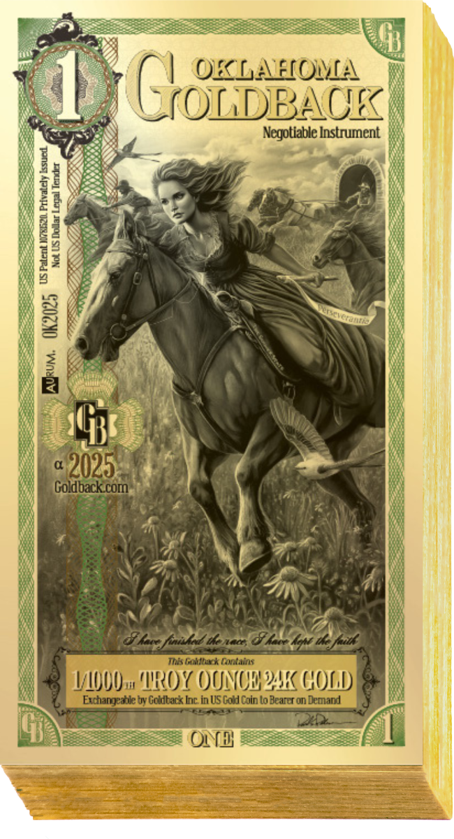 1 Oklahoma Goldback Gold Note (100 Notes)