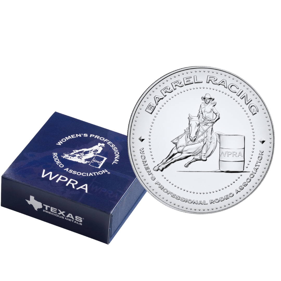 1 oz WPRA Barrel Racing Silver Round (Reverse Proof) with Custom Box