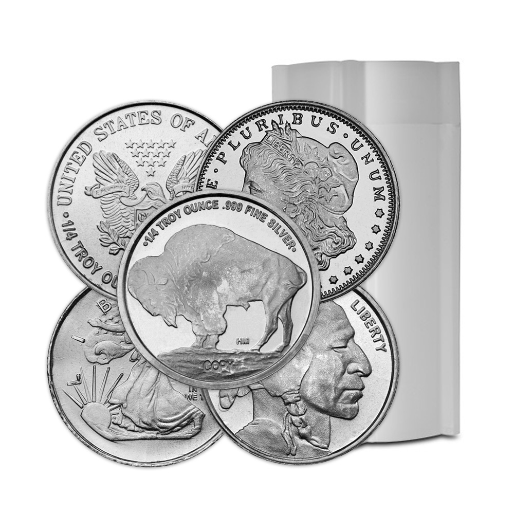 1/4 oz Silver Coin or Round - Tube of 25 (Varied Condition - 6.25oz)