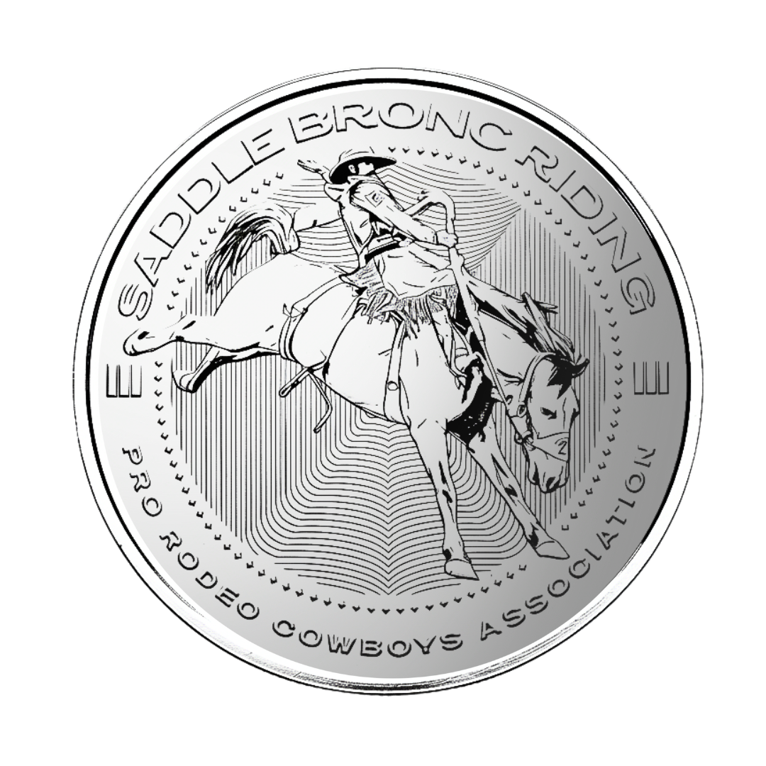 1 oz PRCA Saddle Bronc Silver Round (Reverse Proof)