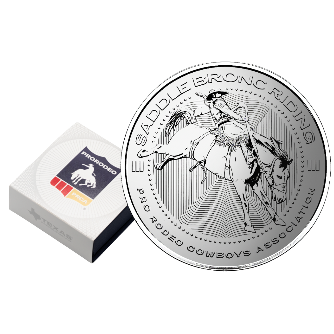 1 oz PRCA Saddle Bronc Silver Round (Reverse Proof) with Custom Box 