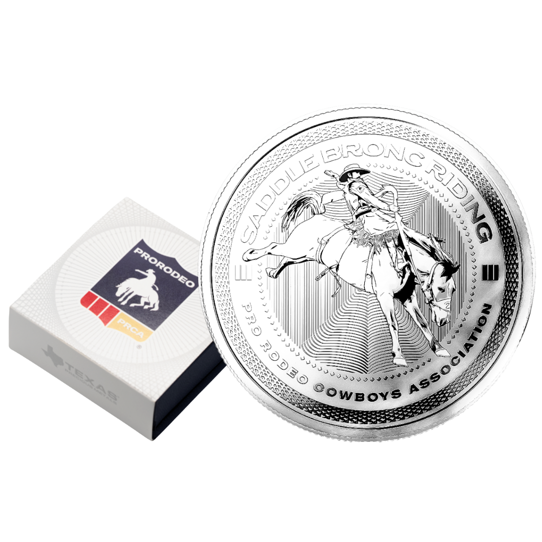 1 oz PRCA Saddle Bronc Silver Round (Reverse Proof) with Custom Box 
