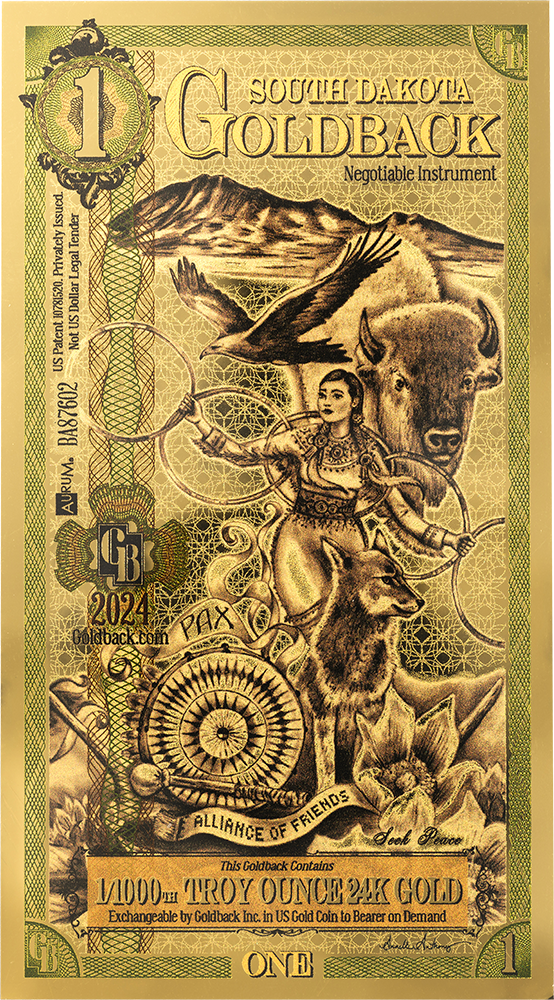 1 South Dakota Goldback Gold Note