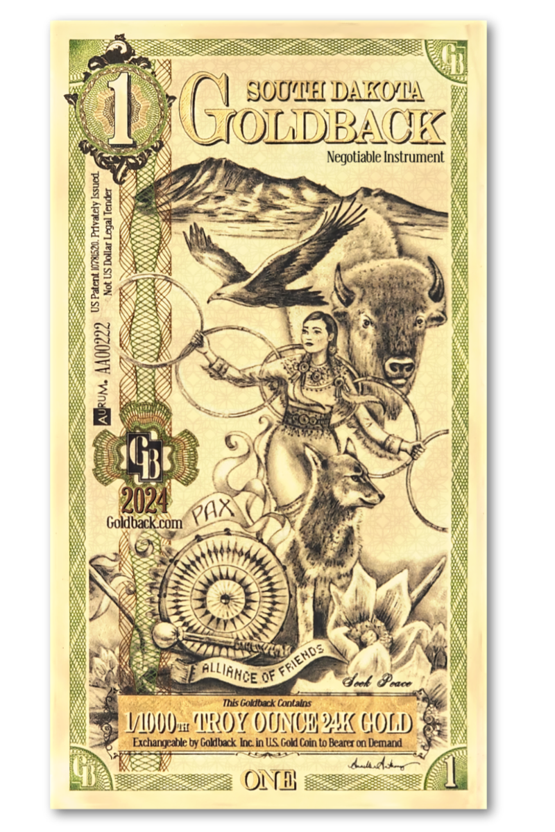 1 South Dakota Goldback Gold Note