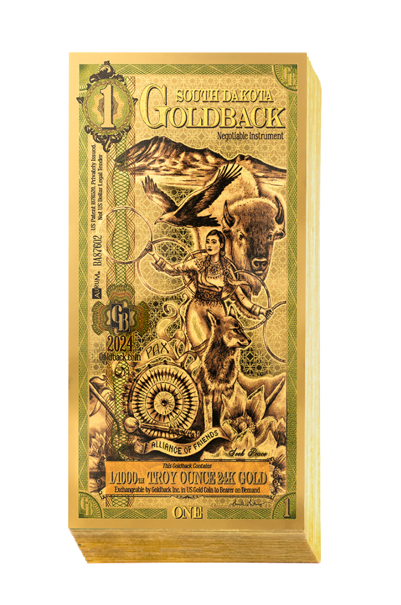 1 South Dakota Goldback Gold Note (100 Notes)