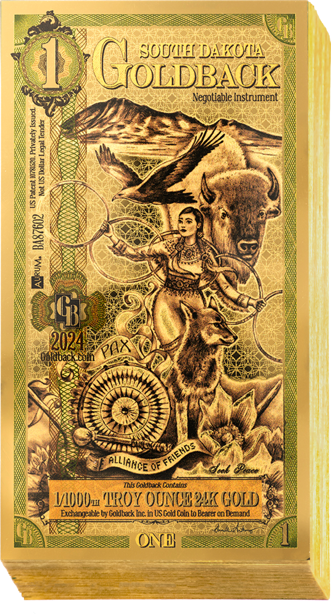 1 South Dakota Goldback Gold Note (100 Notes)