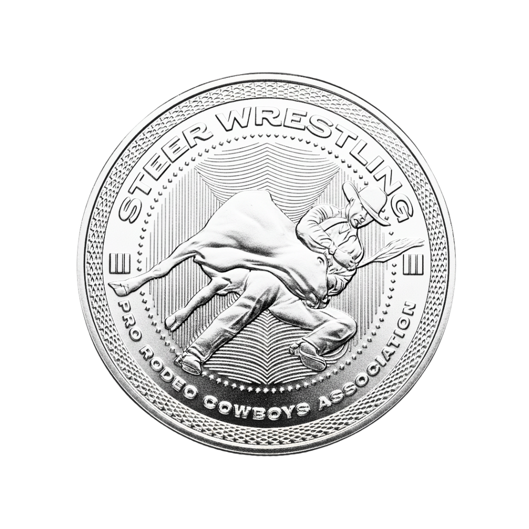 1 oz PRCA Steer Wrestling Silver Round (Reverse Proof)