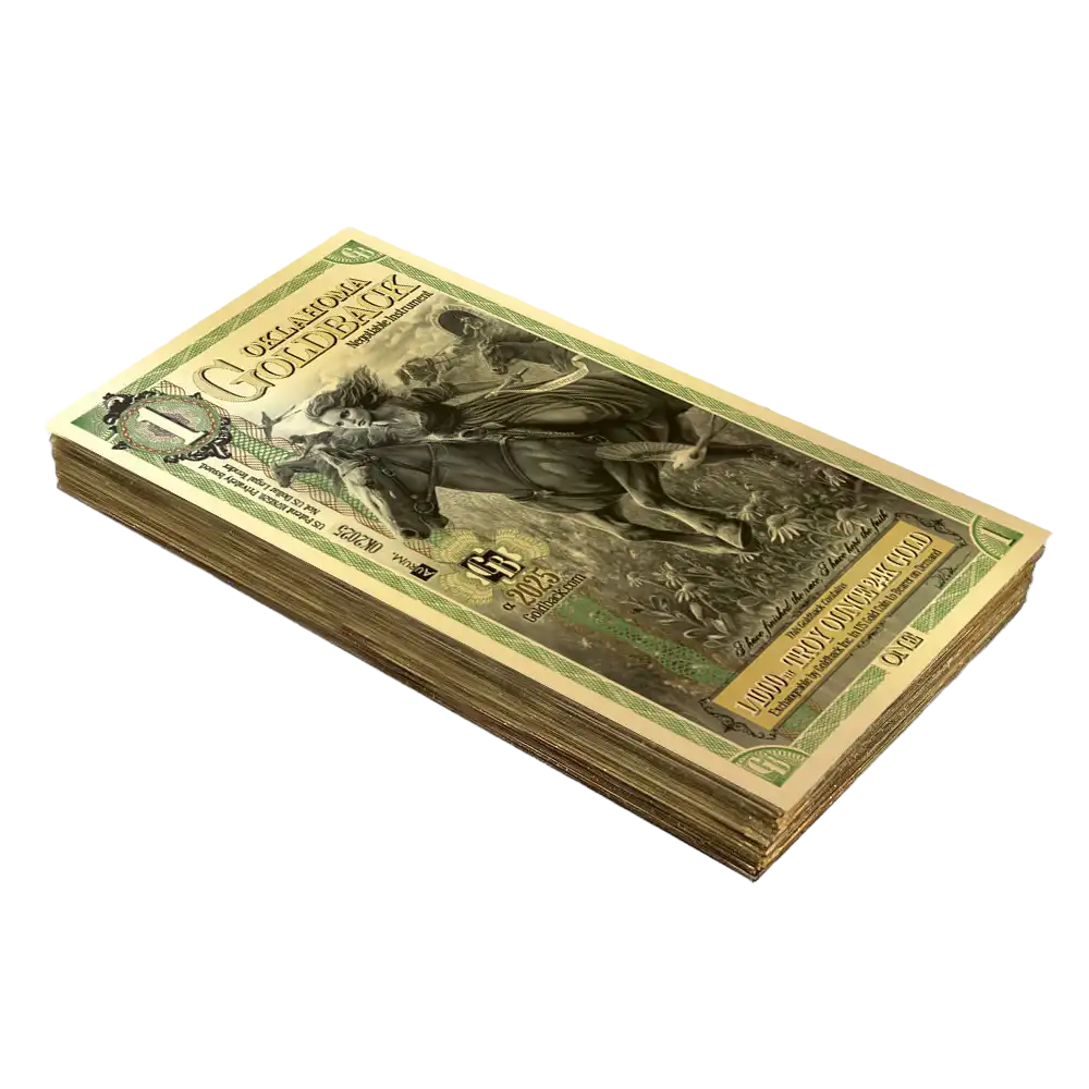 1 Oklahoma Goldback Gold Note (100 Notes)