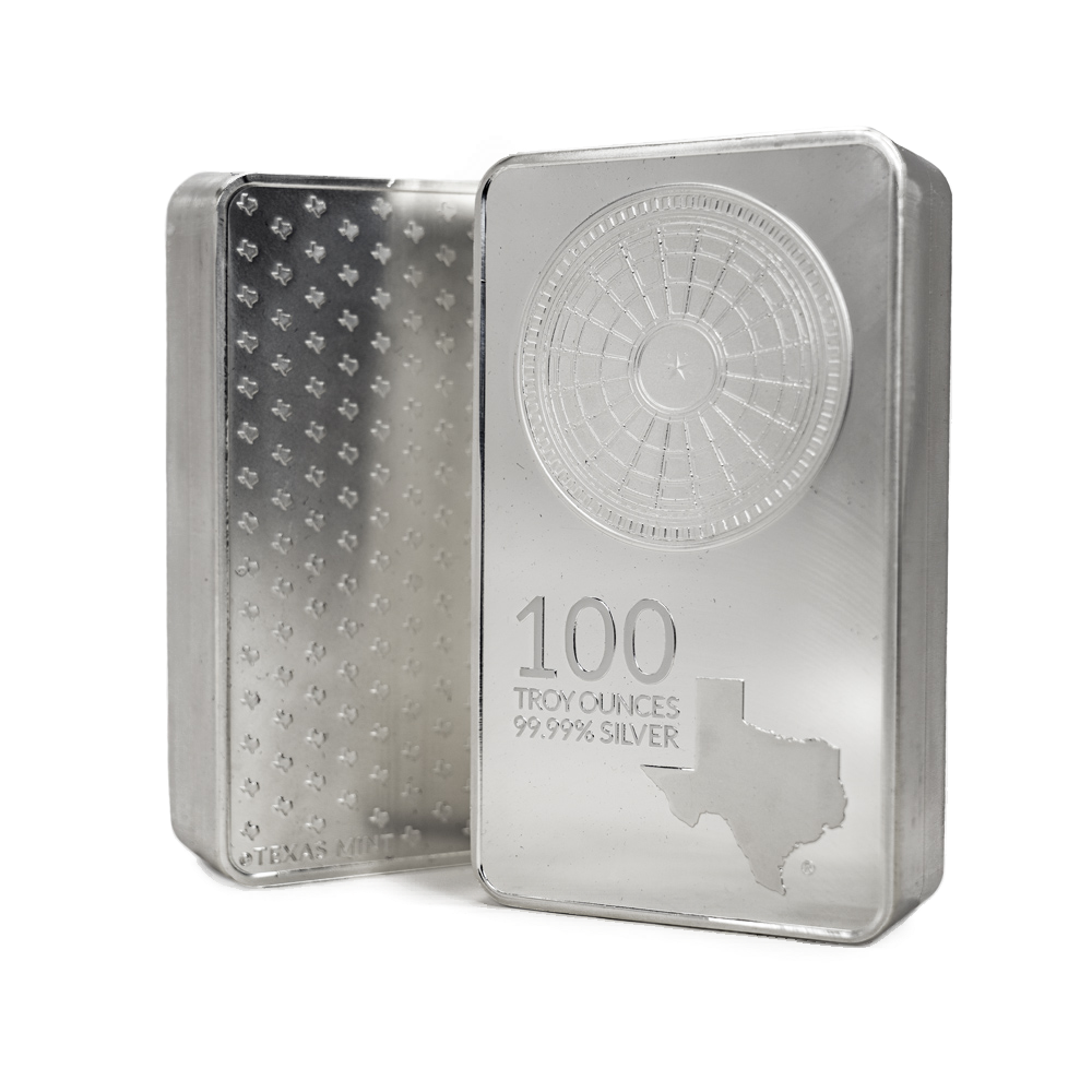 Buy 100 oz Texas Silver Bar - Front and Back