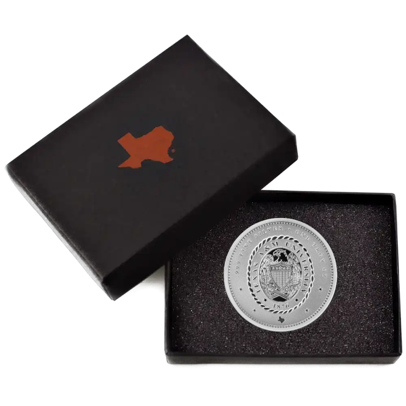 1 oz A&M Ring Crest Silver Round with Custom Box