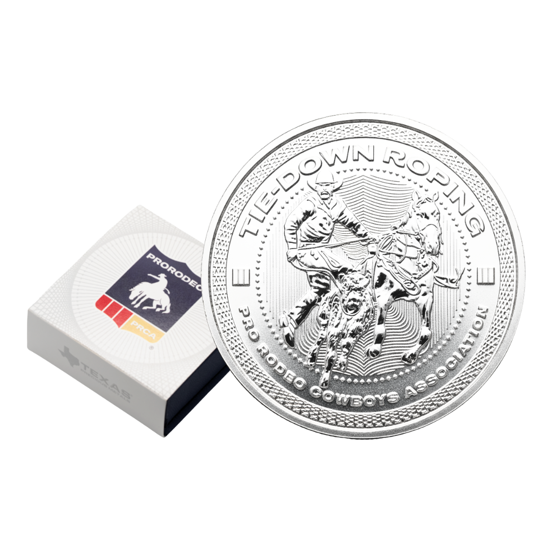 1 oz PRCA Tiedown Roping Silver Round (Reverse Proof) with Custom Box 