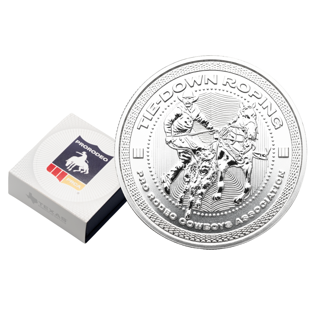 1 oz PRCA Tiedown Roping Silver Round (Reverse Proof) with Custom Box 