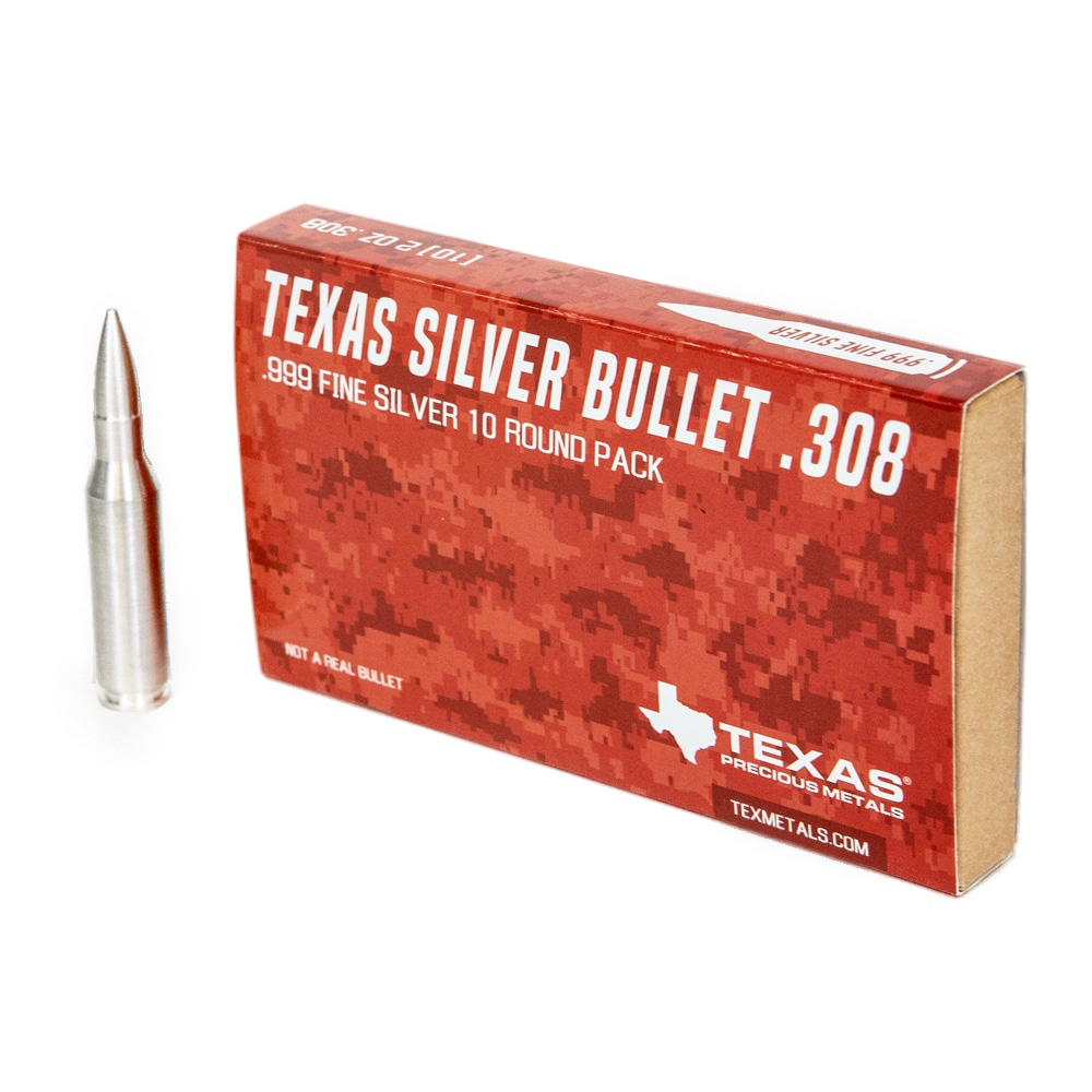 .308 Caliber Pure Silver Bullet Bullion (2 oz) *10-pack*