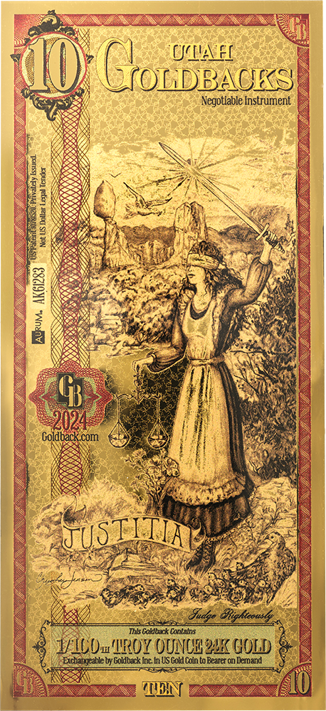 10 Utah Goldback Gold Note