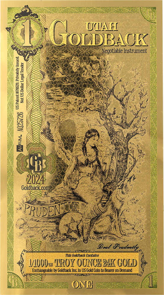 1 Utah Goldback Gold Note