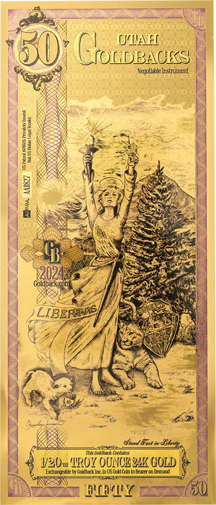 50 Utah Goldback Gold Note