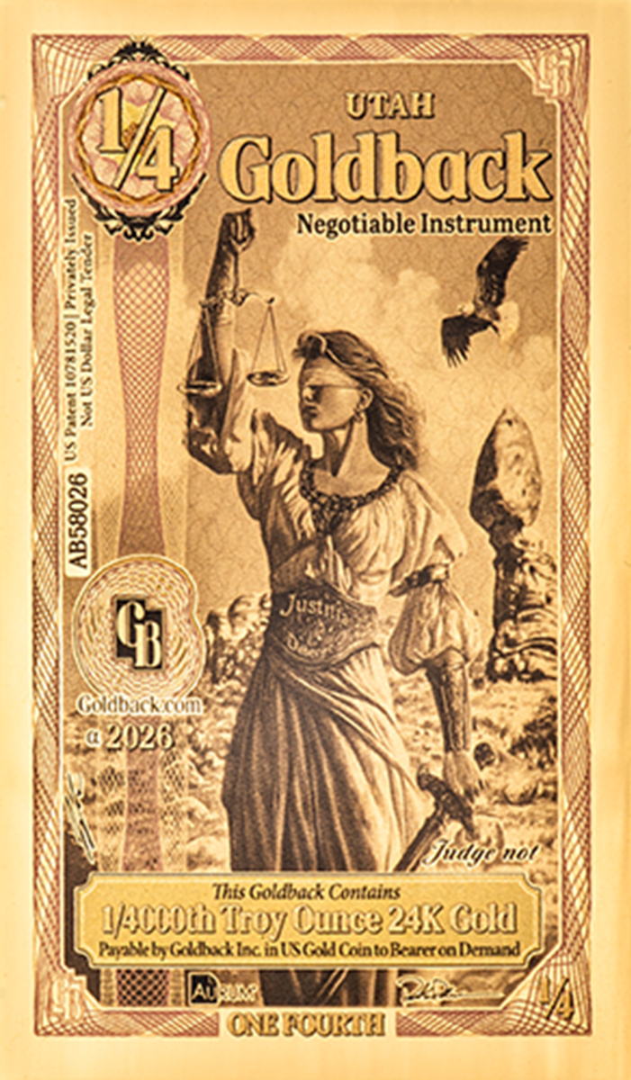                                 
  1/4 Utah Goldback Gold Note                          