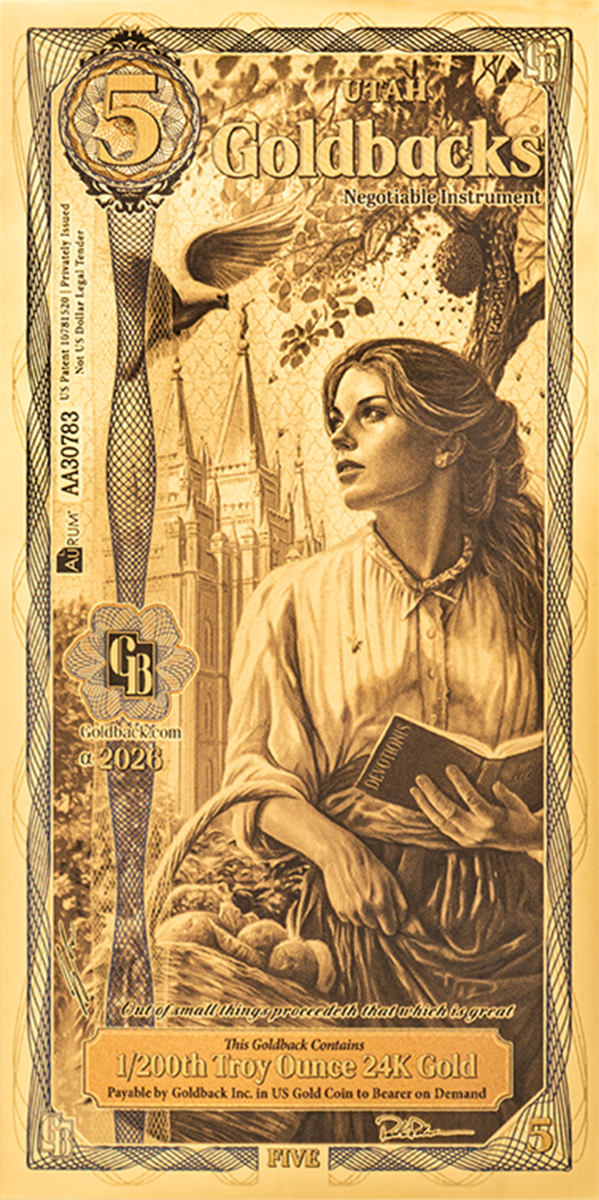                                 
    5 Utah Goldback Gold Note                        