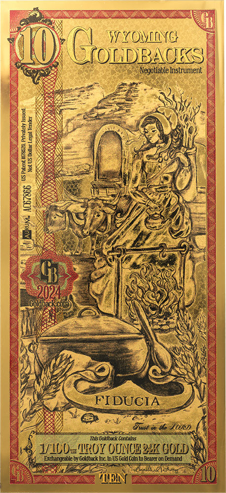 10 Wyoming Goldback Gold Note