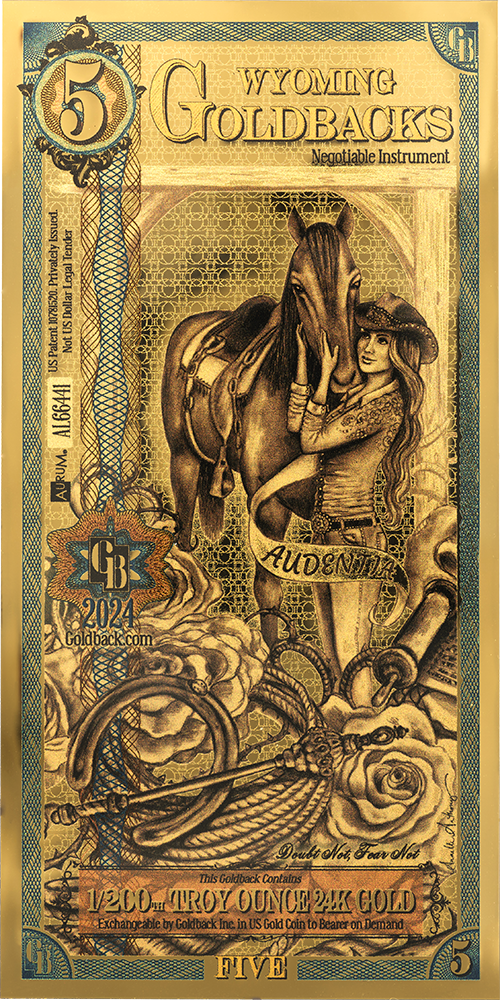 5 Wyoming Goldback Gold Note