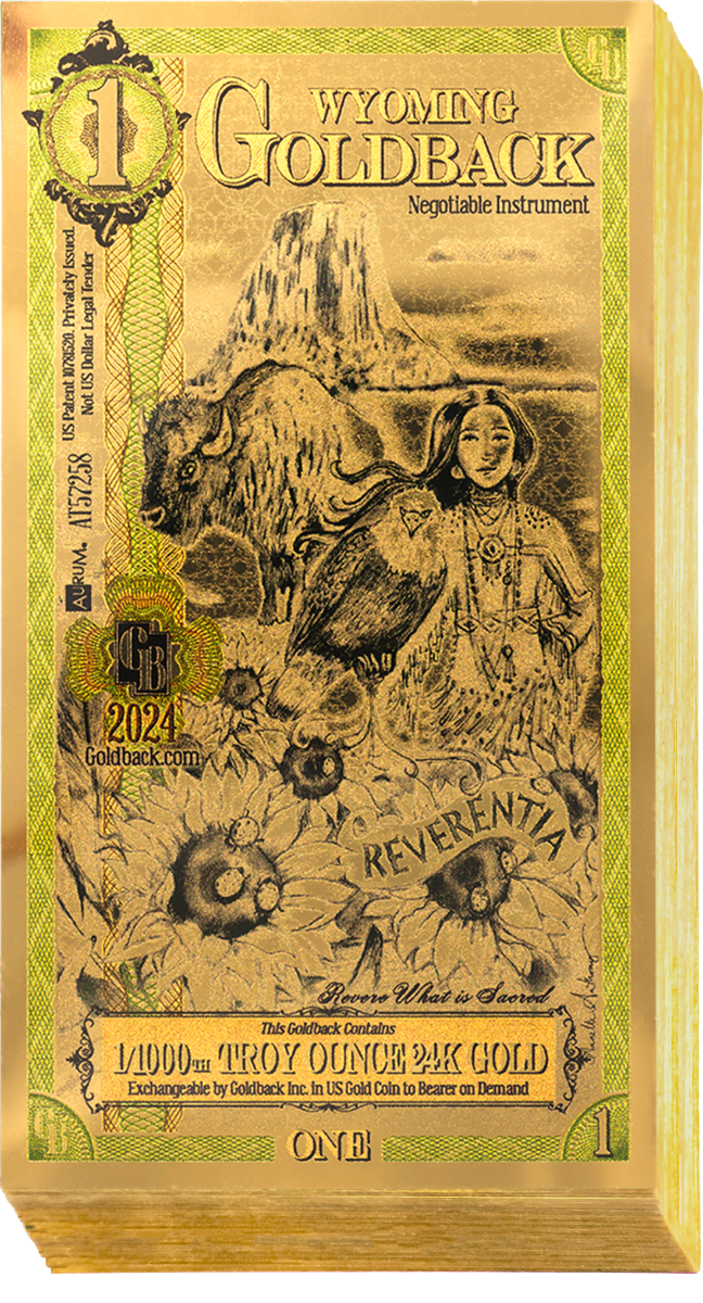 1 Wyoming Goldback Gold Note (100 Notes)